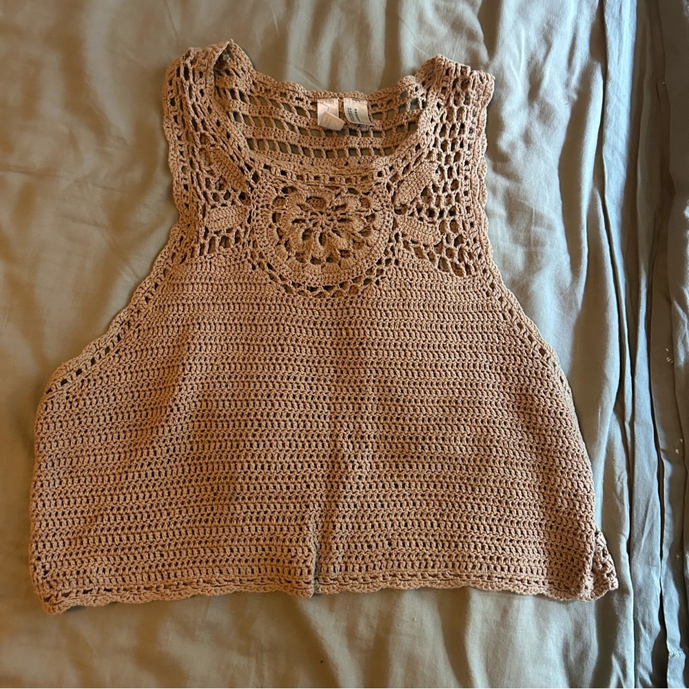 Forever 21 Tan Crochet Tank Top